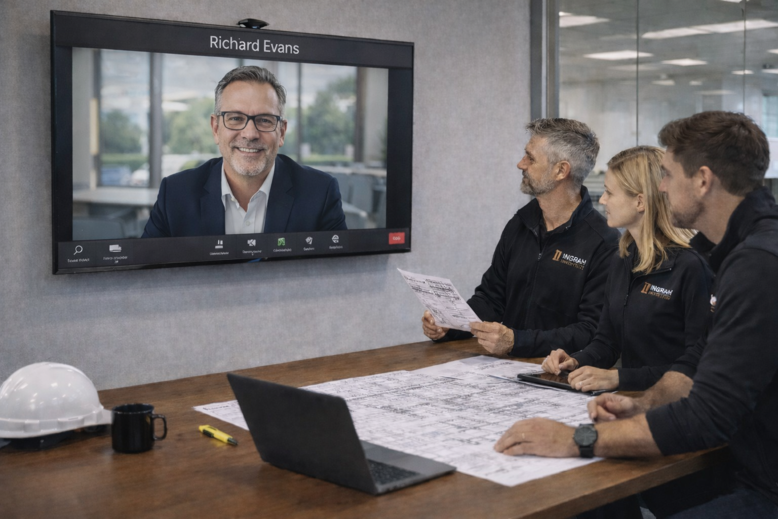 Project coordination meeting on a video call